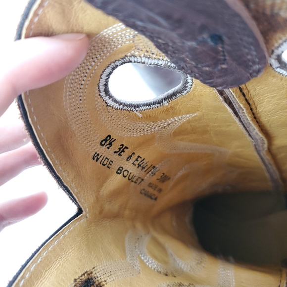 Boulet brown leather cowboy boots, size 8.5 3E - Picture 6 of 8